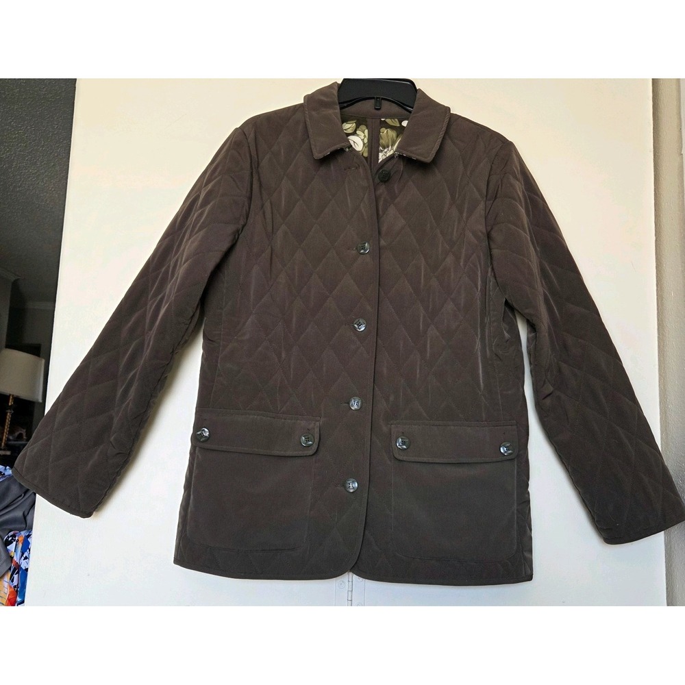 SUSAN GRAVER Polyester‎ Quilted Reversible Jacket Size S/Floral Print ~EUC~